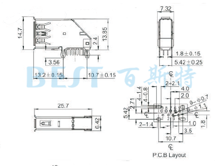 USB母座USB-A-05 3.0參考圖紙