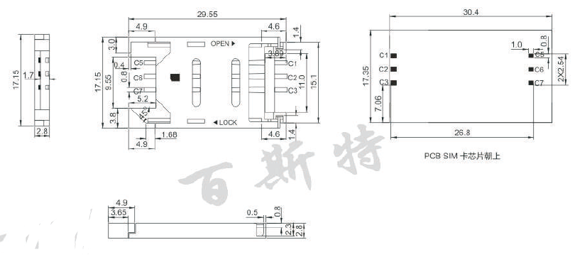 TF卡座YK814C規(guī)格圖紙