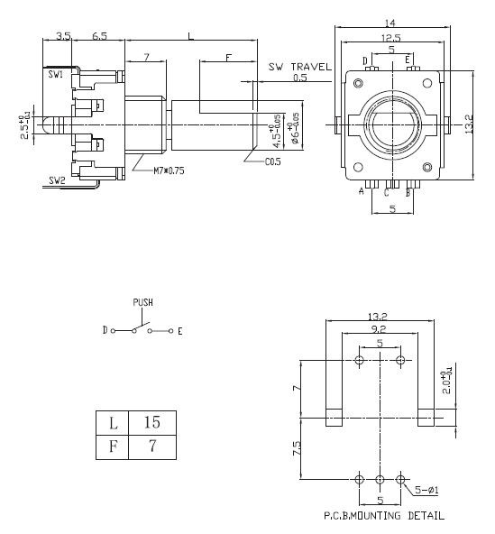 EC12編碼器EC12F規(guī)格圖紙